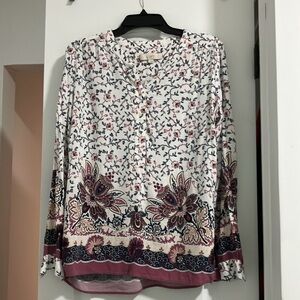 Navy and Burgundy Ann Taylor Loft blouse, size medium